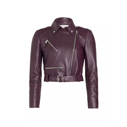 Leather Cropped Biker Jacket