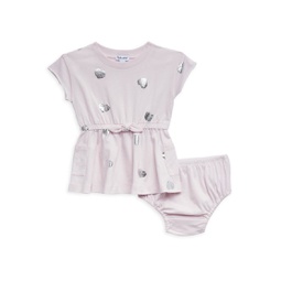 Baby Girls 2-Piece Foil Stamp Heart Dress & Bloomers Set