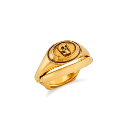 Goldtone Double Signet Ring