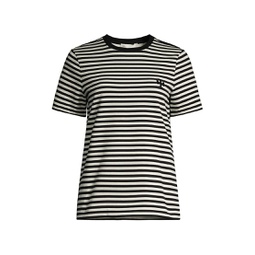 Striped Embroidered-Logo T-Shirt