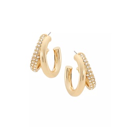 14K-Gold-Plated & Glass Crystal Double-Hoop Earrings