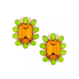 22K-Gold-Plated & Glass Crystal Clip-On Earrings