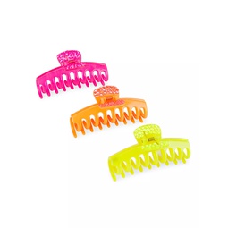Girls 3-Pack Multi-Jeweled Claw Clip Set