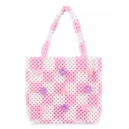 Girls Checkered Flower Bead Bag