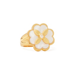 Heritage Bloom Goldtone & Mother-Of-Pearl Signet Ring