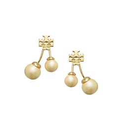 Kira 18K-Gold-Plated & Cultured Pearl Logo Ear Jackets
