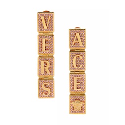 Versace Tiles Goldtone Linear Drop Earrings