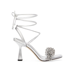 Lucia 90MM Metallic Leather Tie-Up Sandals