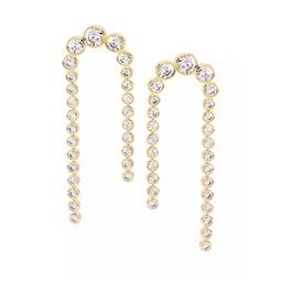 Basel 18K-Gold-Plated & Cubic Zirconia Linear Double-Drop Earrings