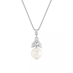 Versailles Rhodium-Plated, Cubic Zirconia & Cultured Freshwater Pearl Pendant Necklace