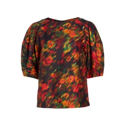 Flowers In Motion Silk & Cotton-Blend Top