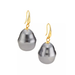 Goldtone & Imitation Pearl Drop Earrings