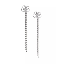 Rhodium-Plated & Glass Crystal Clip-On Drop Earrings