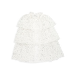Little Girls Sequin Embellished Tiered Cape