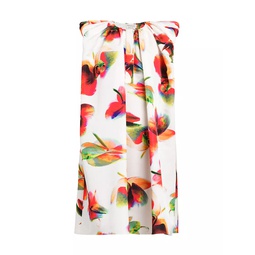 Pleated Floral Shift Dress