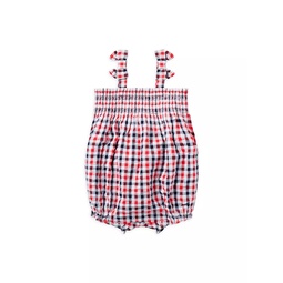 Baby Girls Bow Gingham Bubble Romper