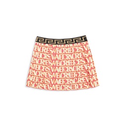 Little Girls & Girls Versace Print Pleated Skirt