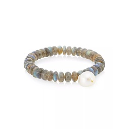 Organic Gems Labradorite & 17MM Baroque Pearl Stretch Bracelet
