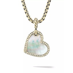 Heart Amulet In 18K Yellow Gold With Gemstone And Pave Diamonds