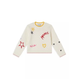 Little Girls & Girls Daydreamer Scribble Embroidery Sweater