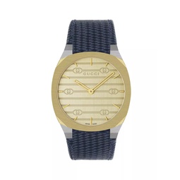 18K Gold-Plated Stainless Steel & Leather Strap Watch