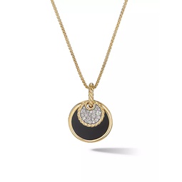 DY Elements Convertible Pendant Necklace in 18K Yellow Gold with Pave Diamonds and Black Onyx Reversible to Mother of Pearl