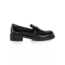 Palmer 40MM Brushed Leather Stacked Heel Loafers
