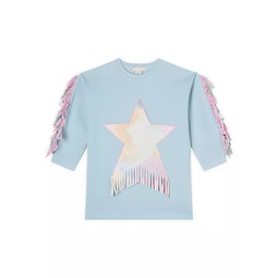 Little Girls & Girls Tie-Dye Star Sweater