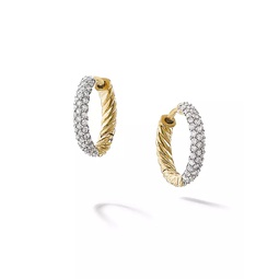 Petite Pave Huggie Hoop Earrings With Diamonds In 18K Yellow Gold