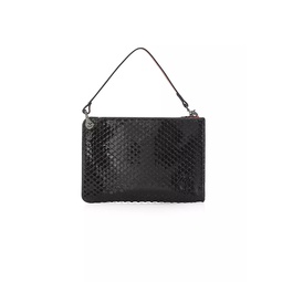 Snake-Embossed Leather Pouch