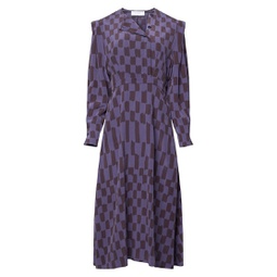 Rianne Silk Checkered Midi-Dress