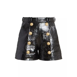 Embossed Leather Shorts