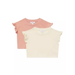 Little Girls & Girls Saskia Ruffle-Trim Crop T-Shirt Set