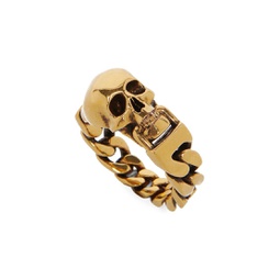 Skull Gold-Plated Brass Chain Ring