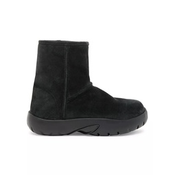 Snap Suede & Shearling Ankle Boots