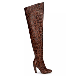 Canalazzo 100MM Leather Over-The-Knee Boots