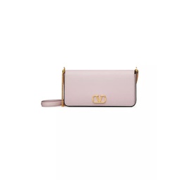 Vlogo Signature Grainy Calfskin Pouch with Chain
