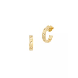 Set In Stone Goldtone & Cubic Zirconia Hoop Earrings