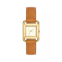 Miller Goldtone Stainless Steel & Leather Strap Watch/24MM