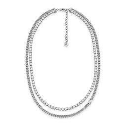 Platinum-Plated & Cubic Zirconia Double-Strand Tennis Necklace