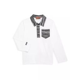 Little Boys & Boys Contrast Collar Long-Sleeve Polo Shirt