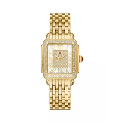 Deco Madison Mid 18K-Gold-Plated Stainless Steel, Mother-Of-Pearl & 0.78 TCW Diamond Bracelet Watch/29MM x 31MM