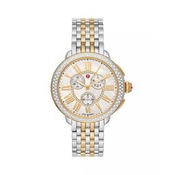 Serein Two-Tone Stainless Steel, Mother-Of-Pearl & 0.62 TCW Diamond Chronograph Watch/38MM x 40MM