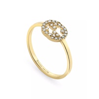 Interlocking G 18K Yellow Gold & 0.12 TCW Diamond Ring