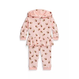 Baby Girls Floral Ruffle Long-Sleeve Coverall