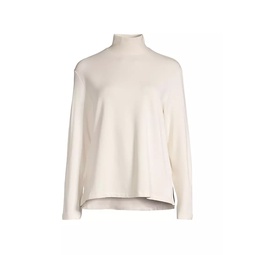 French Terry Mock Turtleneck Blouse