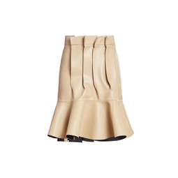 Fluted Leather Midi-Skirt