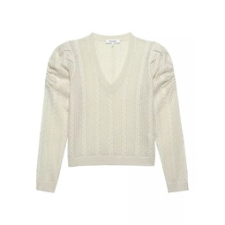 Cashmere Pointelle Cable-Knit Sweater