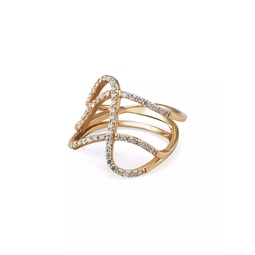 Infinity 18K Yellow Gold & 0.77 TCW Diamond 3-Row Curved Ring