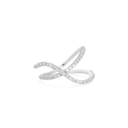 Flou 18K White Gold & 0.46 TCW Diamond 2-Row Crisscross Ring